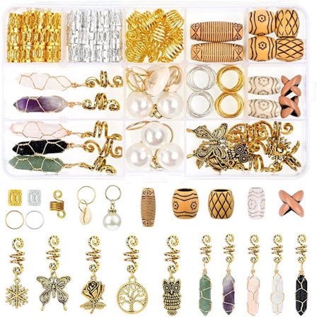 Store Black Friday-tilbud! 140 stk Dreadlock-smykker anheng hårsmykker for fletter perler H