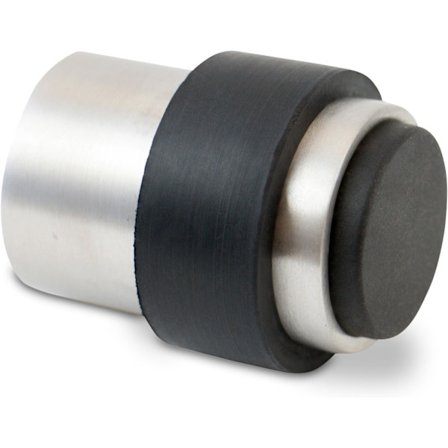 Dörrstopp i rostfritt stål, gummidörrstopp för väggmontering med vägg- och golvmonteringsbeslag, dörrstopp Ø 3,5 cm, höjd 4,5 cm