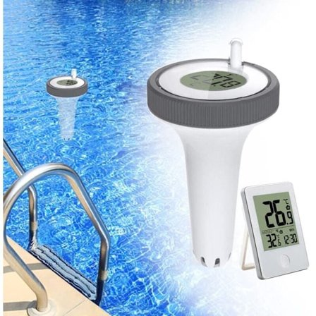 Flydende termometer til swimmingpool, trådløst flydende termometer til indendørs og udendørs brug, digitalt pooltermometer med LCD-display..DEBUNS