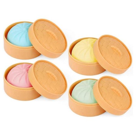 4 stk. Fargerike Dumpling Stressballer Fidget Sensorisk Leke, Klem Deigball Stresslindrende Håndleke, Bolle