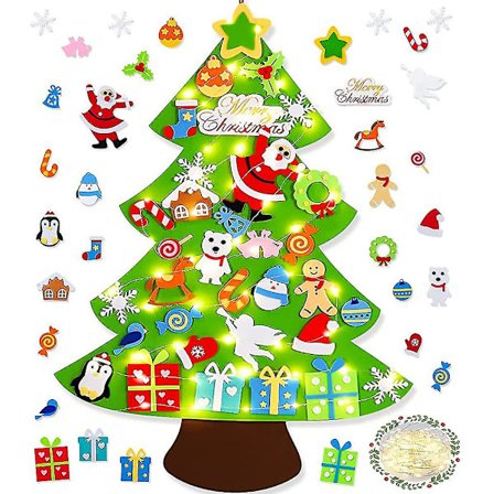 Filt Juletræ til Børn Væg, 33 stk. Ornamenter Væg Juletræssæt Med