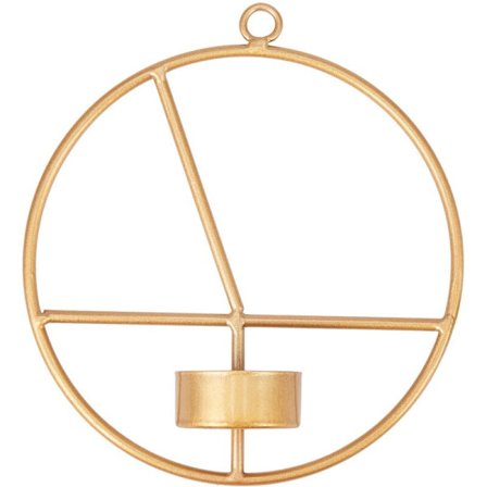 Nordisk stil rund geometrisk 3D metall ljusstake ljusstake vägglampa värmeljushållare 15 cm/5,9 tum, guld A