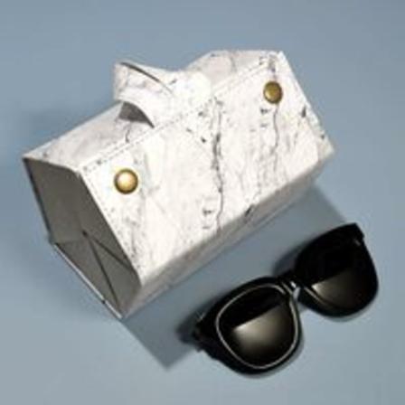 1PC Hvit Marmorering Myk Semi-hard Lær Bærbar Oppbevaringsveske f