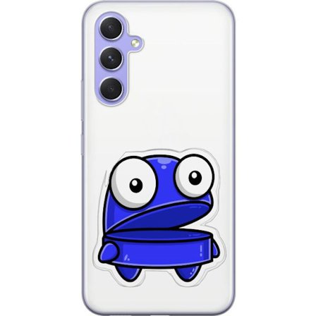 Kompatibel Mobilcover til Samsung Samsung Galaxy A54 Blå tegneseriefigur med åbent udtryk og store øjne i sjov illustration