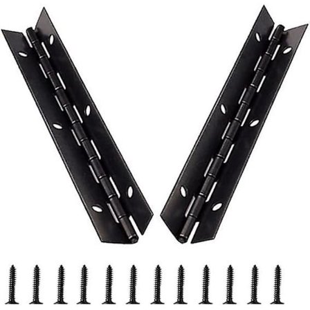 Sæt med 4 metal pianohængsler, 153 x 26 mm lange, 270 graders åbningshængsel, tykt jernsort møbelhængsel med huller og skruer