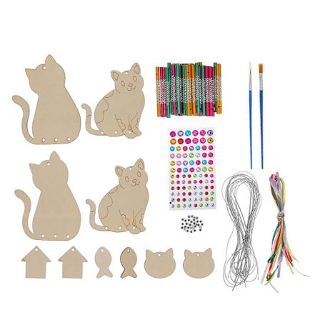 Tre Vindspill DIY Bedårende Kattedesign Allsidig Dekorasjon Ferdighetsutvikling 1Sett (FMY) Assortert Farge 11.50X10.00X0.10CM