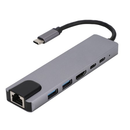 6-i-1 USB-C Dockningsstation – Multiport Hub med 4K HDMI för Laptop och PC