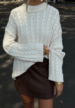 Emelie Olson X Bubbleroom - Cable Knit Sweater - XL
