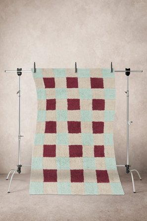 Jotex - Bomullsteppe 170x240 Cm Bomull/Bomull Naturhvit/rød/mint BURDIS - Kjøp Bomulls- & filleryer hos Jotex