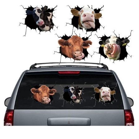4 kpl lehmän auton tarrat Hauskat Animal Crack Car Tarra auton ikkuna