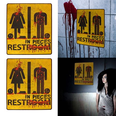 2 Pakk Blodige Toalett Skilt Klistremerker, Halloween, Spøkelseshus og