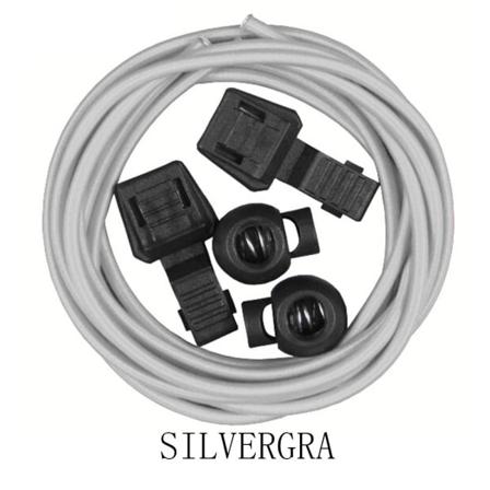 Elastiske snørebånd (inklusiv snøre) Længde: 100 cm Silver/Grå