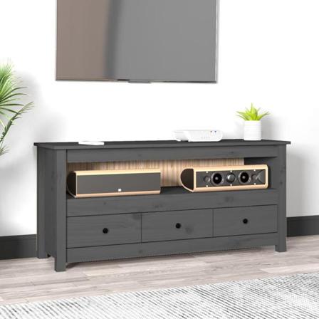 Vidaxl Tv-bänk Grå 114x35x52 Cm Massiv Furu Grå