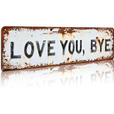 Love You, Bye Retro Metallinen Seinätaulu - Vintage Kasvitieteellinen Sisustus Keittiöön, Baariin, Kahvilaan, Eteiseen, Ainutlaatuinen 