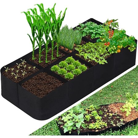 Hævet plantekasse i stof, plantekasser med gitter, rektangulær plantekasse til udendørs havearbejde