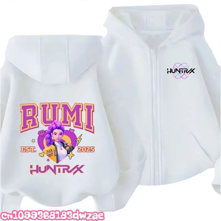 Huntrix Pige Hættetrøje med Lynlås Kpop Demon Hunters Piger Efterår Hættejakke Lynlås Efterår RUMI MIRA ZOEY DERPY Pullover Casual Hættetrøje