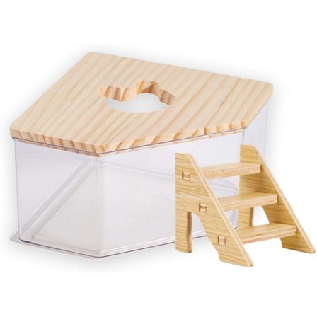Sandbad för Hamster, Transparent Pentagon Grävbehållare med Stege - Stort Dammbad & Leksandlåda för Dvärg- & Syriska Hamstrar