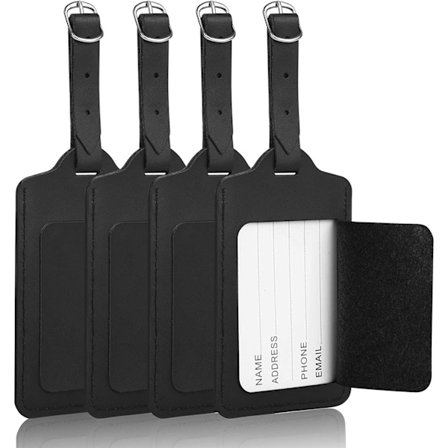 Bagageetiketter, 4 st resväskor ID-etiketter, handväskans etiketter, bagage resväskor etiketter, för att förhindra förlorade väskor och resväskor - 