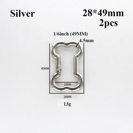 2st Spring Ring Spännen Karbinhake Handväskor SILVER Silver 28x49mm