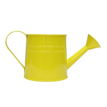 Vintage rautainen kastelukannuistutuslaatikko, kätevä metalliastia, täydellinen kukkaruukuksi tai toimistokoristeeksi, keltainen