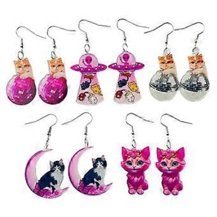 5 Par Månekat Øreringe Akryl Dråbeøreringe Øreringe Kvinder Piger Ørevedhæng Smykkegave til Modeentusiaster