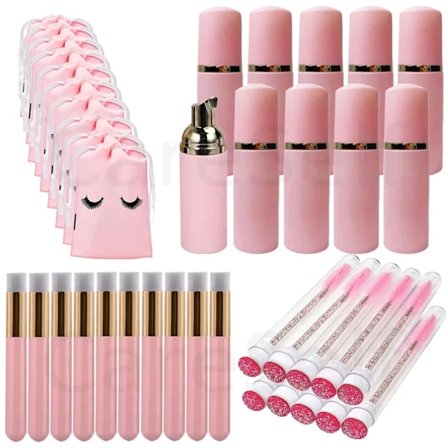 40 bitar skum flaska borste 60ml plast tom skummande pump flaska ögonfrans smink flaska rengöring tvål dispenser hudvård verktyg