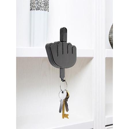 Midterfinger Nøgleholder, Midterfinger Hånd Nøglehylde Holder Geste Selvklæbende Nøglekrog