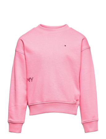 Tommy Metallic Foil Sweatshirt Sweat-shirt Genser Rosa Tommy Hilfiger