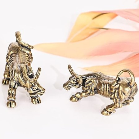 Messing Tyrens Statue Mini Wall Street Tyrens Figur, Solid Messing Bronze Tyrens Dyrefigurer og Skulptur, Velegnet til Bordmidtpunkter, Mini Hylde