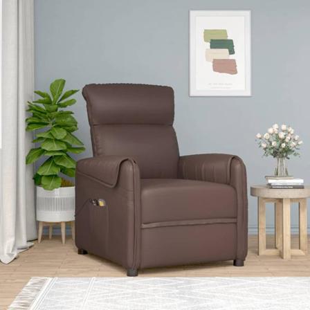 Vidaxl Massagefåtölj Med Uppresningshjälp Brun Konstläder Brun