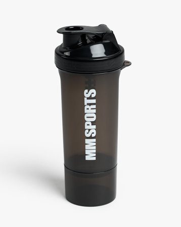 Shaker - 500 ml - Black - MM Sports SmartShake SLIM - Med behållare för pulver, Träningstillbehör, Träningstillbehör, Shakers