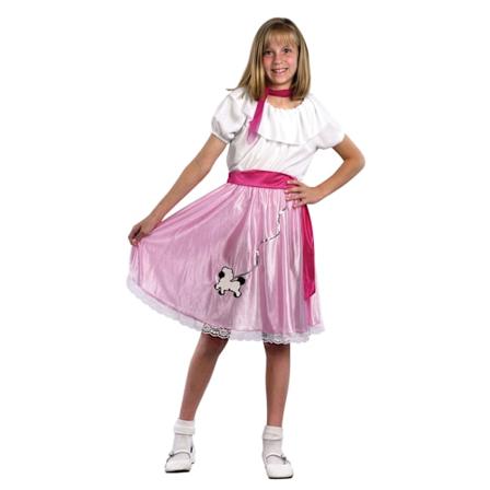 Bristol Novelty Girls' 50'er Teeny Bopper Kostume, Størrelse S, Hvid Hvid/Pink White/Pink S
