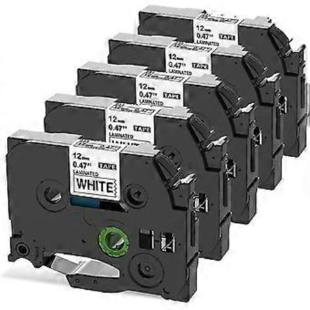 5x Tz 12mm Tejp Kompatibel Fr Brother P-touch Tze-231 Tz231 Laminerad 0.47 Svart På Vit Kassett Fr Etikettskrivare Pt-h100lb H105 H110 H107