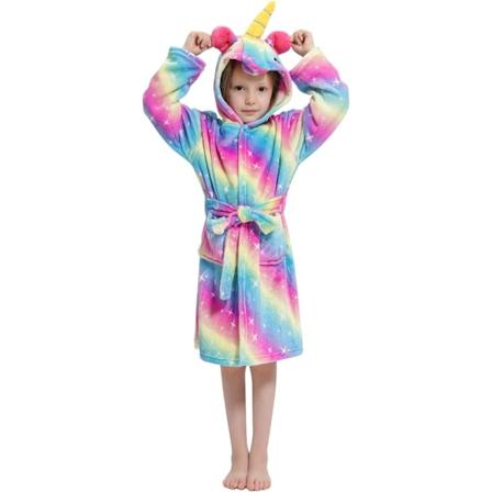 Barnas badekåper Badekåpe 3D Enhjørning med hette, Jenter Gutter Fleece Myk Kigurumi Tegneserie Morgenkåpe Nattøy Pyjamas Lommer B unicorn 5 120