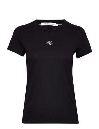 Micro Monologo Slim Fit Tee T-shirts & Tops Short-sleeved Svart Calvin Klein Jeans*Betinget Tilbud