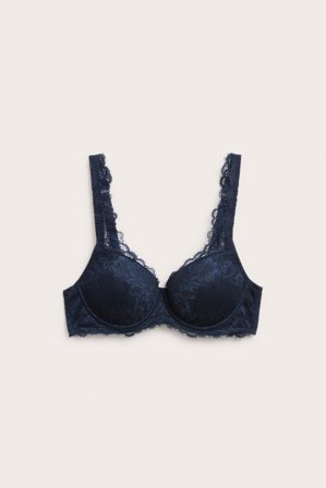 Kappahl | Stanik na fiszbinach, z koronki Ciemnoniebieski 75D | Ciemnoniebieski