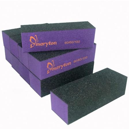 Maryton neglebuffer slipeblokk poleringsfil 60/100 grit for akrylneglekunstsett manikyrverktøy 10 stk (svart lilla)