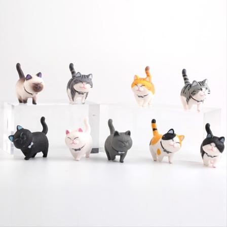 9 stk søte miniatyrfigurer av katter - figurer av kattedyr - leker - mini