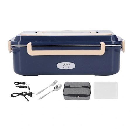 Elektrisk matboks 304 Rustfritt stål Vannfri Langvarig Friskhet Oppvarmet matboks med bærehåndtak 2 rom EU-kontakt 220V 1.2