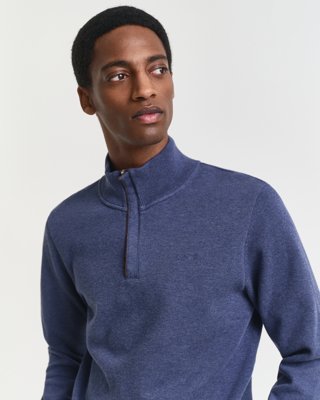 GANT - Collegegenser med half-zip til herre dk jeansblue melange