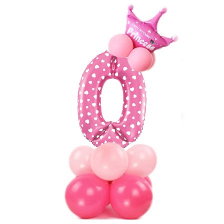 Ballongset Siffra Stående Rosa "0-9" Siffra 0 - Partyninja.se