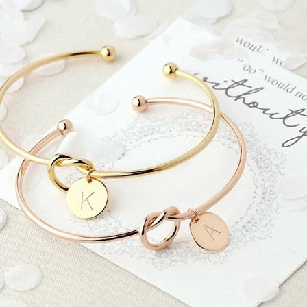 2 st Rose Gold Love Knot Armband för Kvinnor Charm Cuff Armband Bri