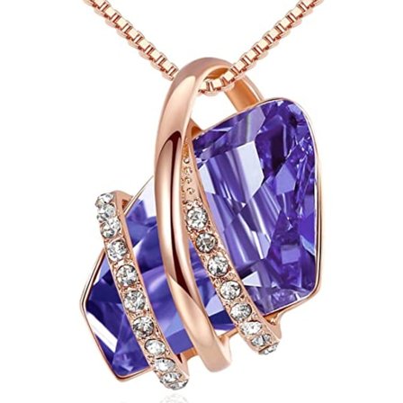 Hänge Halsband med Födelsedag Sten Kristall, 18K Roséguld/Silv