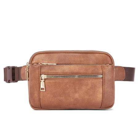 Fanny Packs för kvinnor Cross Body Bag Läder Bältesväska Fashionable Midjeväska med justerbar rem Beige Brun