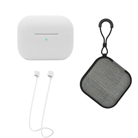 AirPods Pro 2 silikonfodral med rem och förvaringslåda - Vit