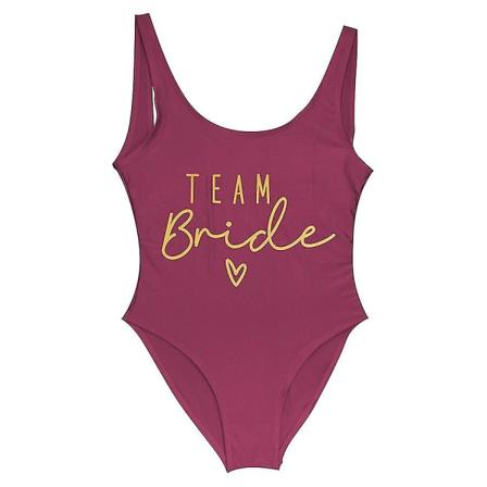 S-3xl Print Team Brud Baddräkt i ett stycke Kvinnor Badkläder Bachelorette Party Baddräkt Sommar Beatchwear Baddräkt gold wine M