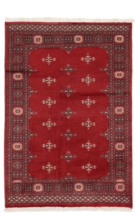 Anudada A Mano Pakistan Bukara 2Ply Alfombra 122X178 De Lana Rojo Oscuro/Negro Pequeño