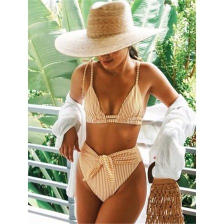 Sexet højtaljet bælte Bikini Sæt Strand Badedragt