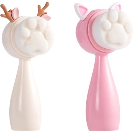 Ansigtsrensebørste, dobbeltsidet silikoneskrubber med bløde børstehår og letgribeligt håndtag, dyb pore renser og massager til