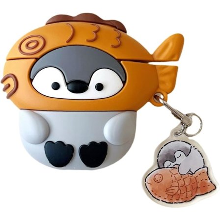 Sött Kawaii-fodral för AirPods 4, Skal Kompatibelt med AirPod 4:e Generationen 2024, Roligt Pingvin Stöttåligt Skyddande Hörlursfodral för Air pods